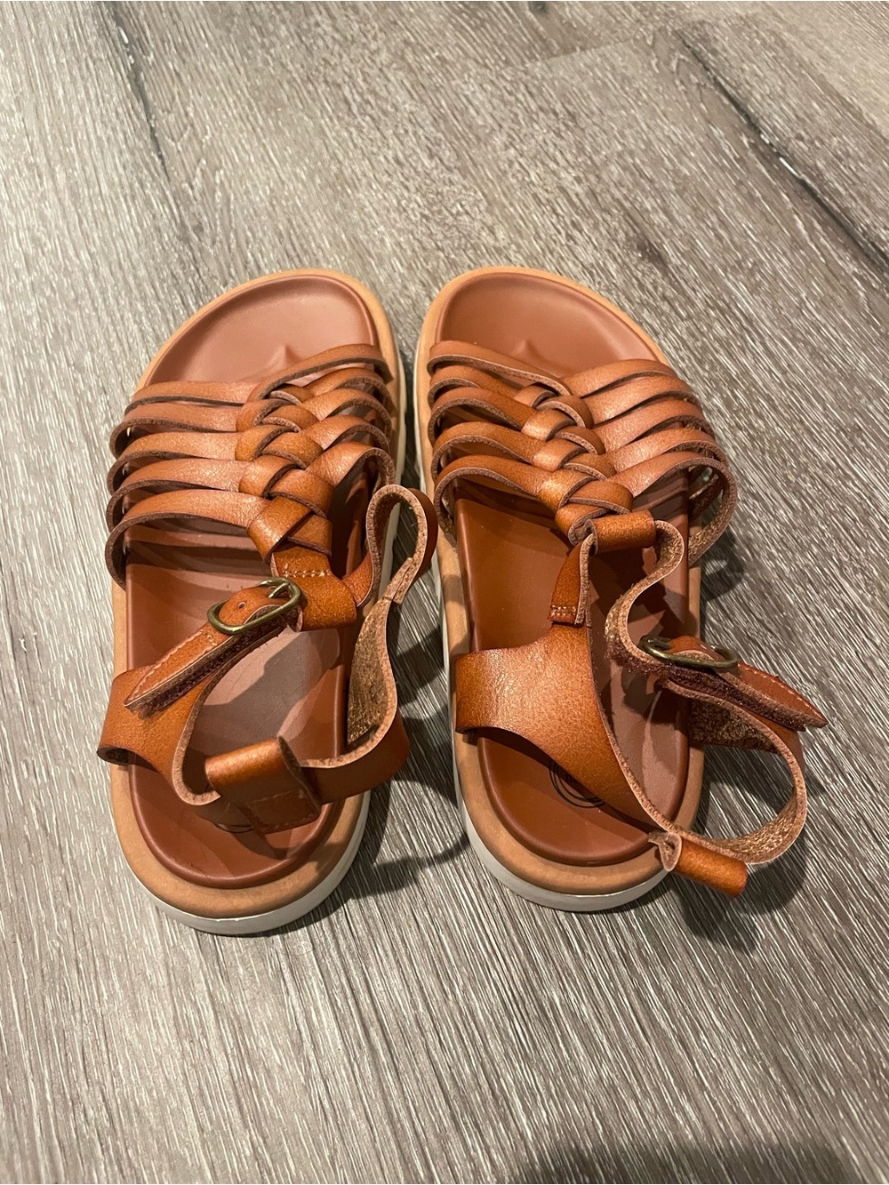 wonder nation Tan Brown Braided Strap Kids Sandals
